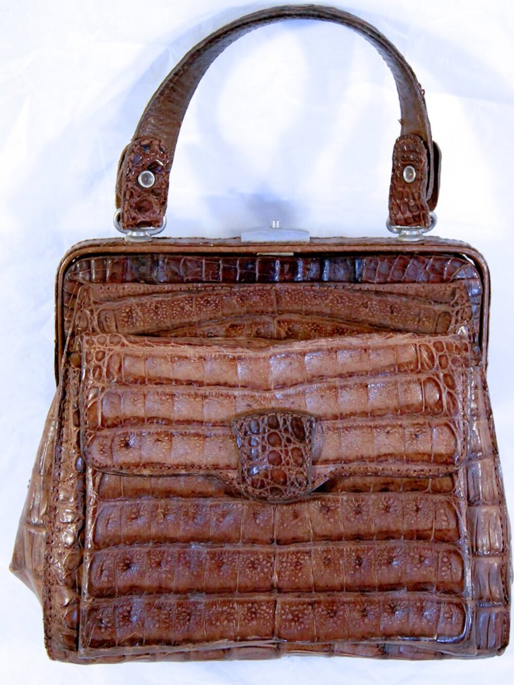 RARE!! Vintage Stunning Alligator Women's Brown Purse Collectable